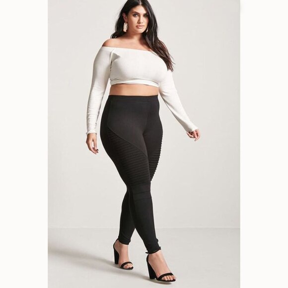 Curvy Size 0X! NWT Forever 21 Moto Legging | Hug-Like Stretch in Peak Fall Style - Picture 9 of 9